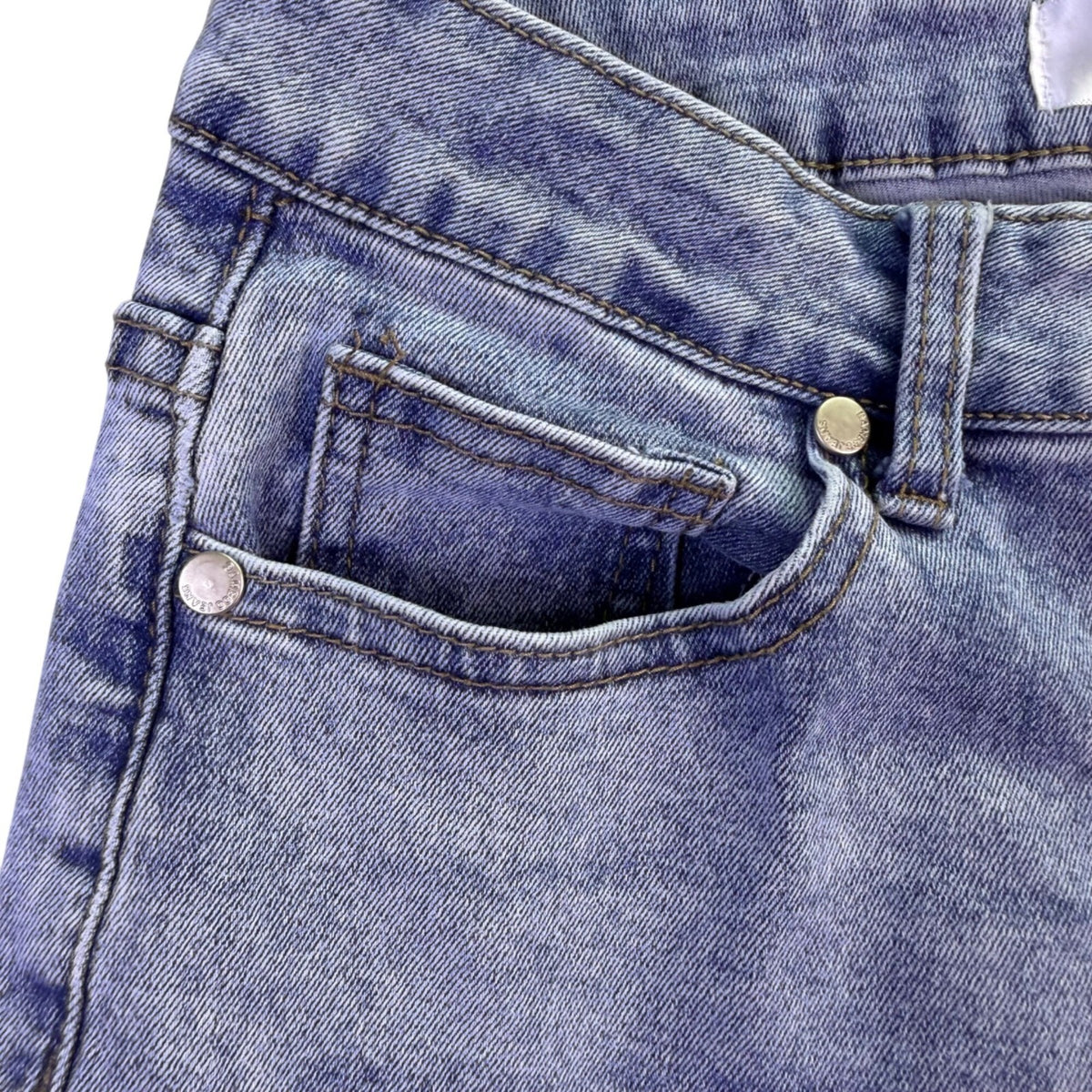 Bamboo Womens Blue Denim Embroidered Flare Jeans Raw Hem Size 7/28