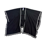 Chicos Womens Black/White Open Front Poncho Scalloped Edges Sz L/XL