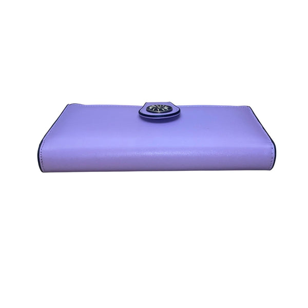 Travelambo Women’s Purple Faux Leather Patterned Button Design Clutch Wallet