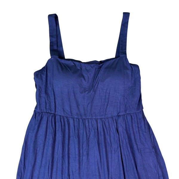 Soma Womens Navy Blue Rayon Blend Maxi Dress Tiered Invisible Support Sz Large