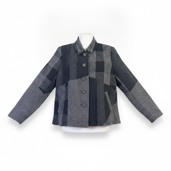 Coldwater Creek Womens Black/Gray Patchwork Button-Up Jacket Size 16