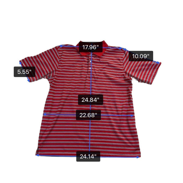 Walter Hagen Mens Red Striped Polo Shirt Lightweight Golf Performance Size L