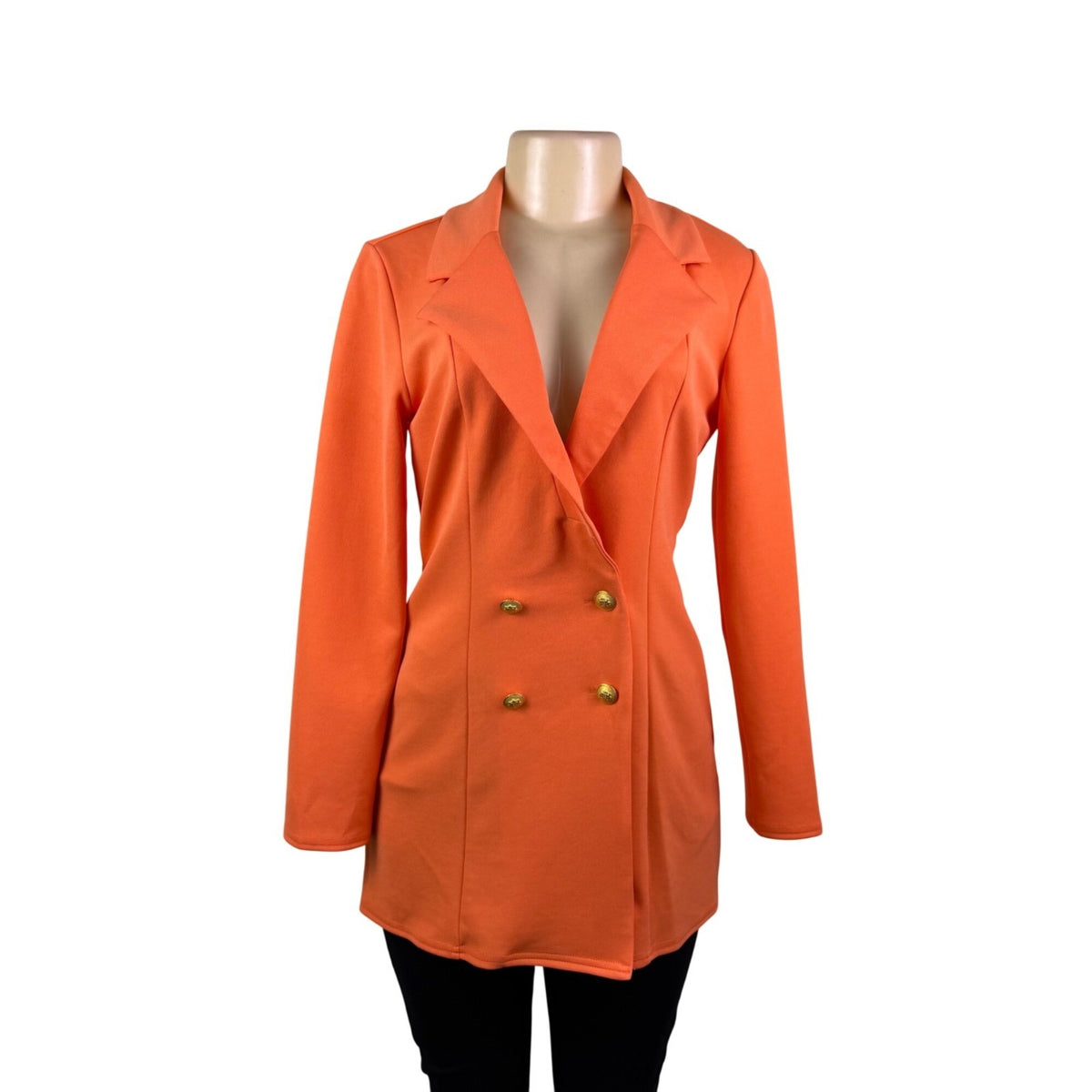 Asos Womens Orange Polyester Blazer Double Breasted Long Sleeve Size US 6