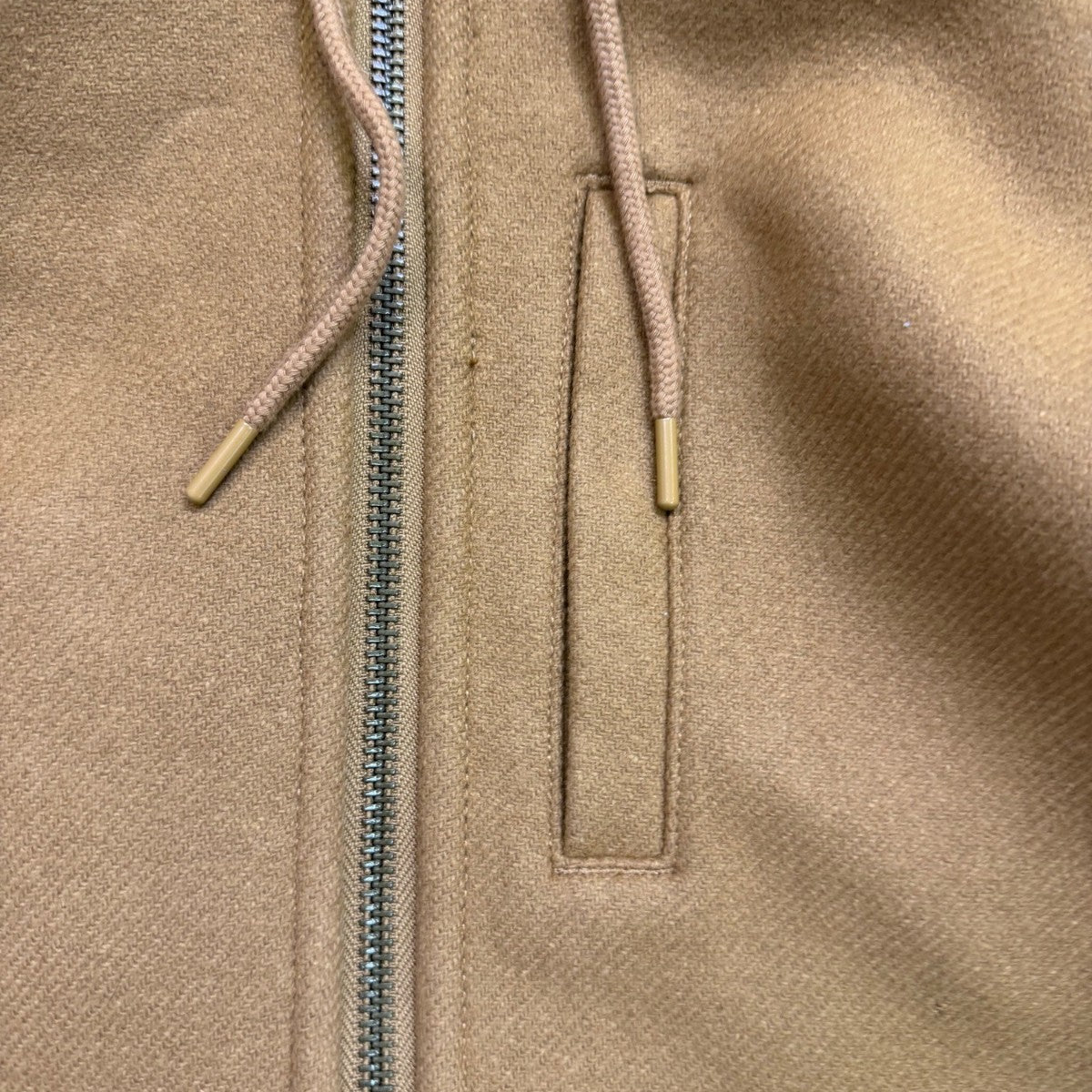 Madewell Womens Camel Wool-Blend Hooded Coat With Pockets & Zipper Sz S