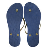 Havaianas Women’s Navy & Gold Peafowl Feather Print Slim Flip Flops Size 9US