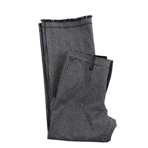 ATM Womens Black & White Stripe Cotton/Spandex Cropped Wide-Leg Pants Size 0