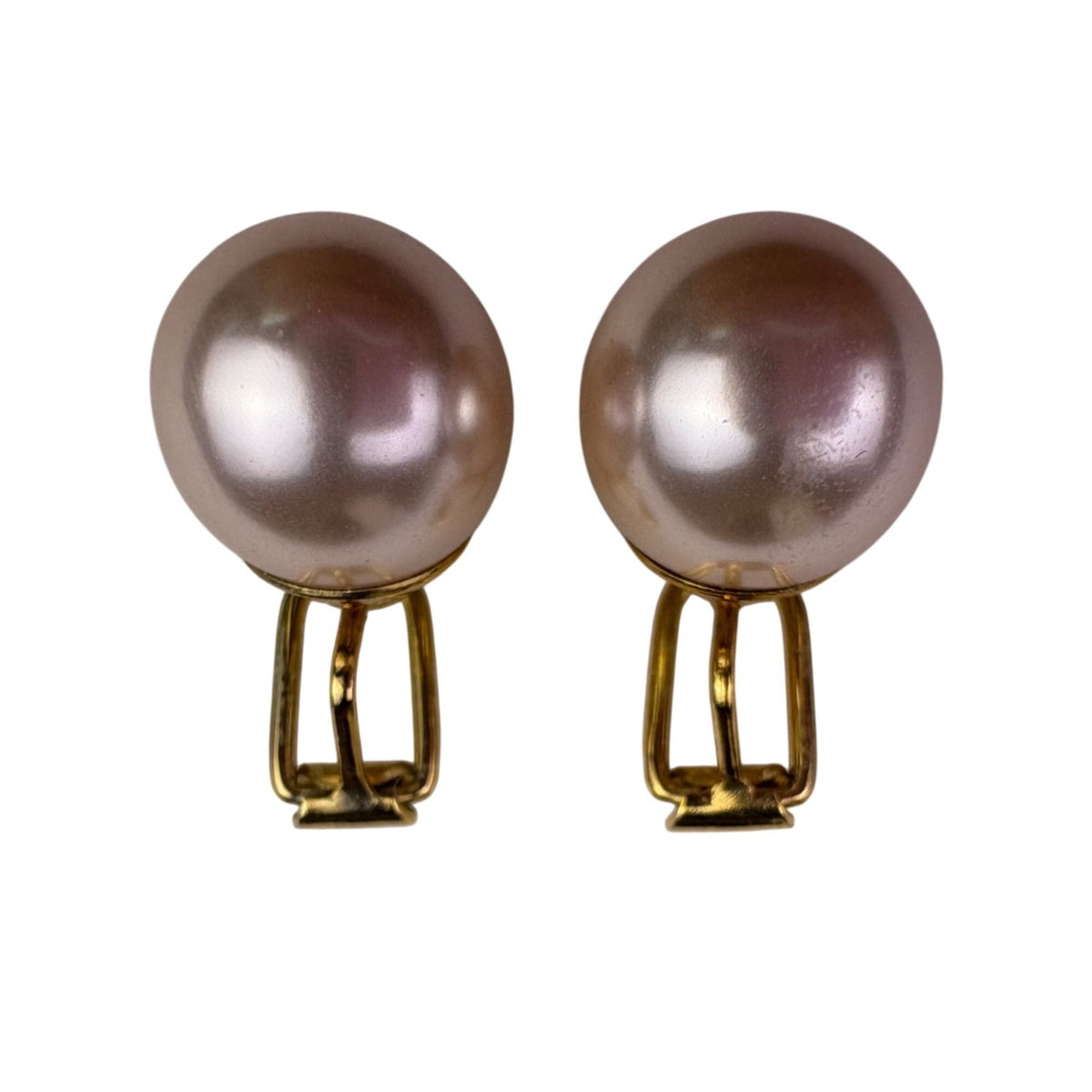Gold Tone Womens Clip-On Earrings Faux Pearl Round Shape