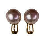 Gold Tone Womens Clip-On Earrings Faux Pearl Round Shape