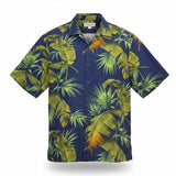 Tommy Bahama Mens Navy Hawaiian Button-Down Shirt Palm Leaf Pattern Size L
