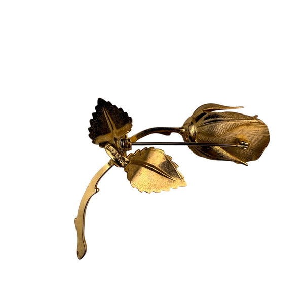Giovanni Womens Gold Tone Metal Rose Brooch Floral Pin Vintage Jewelry