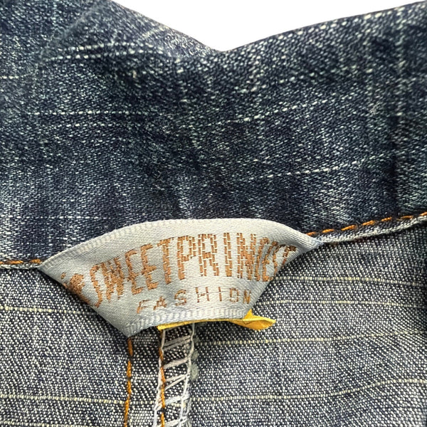 Sweet Princes Womens Blue Denim Sleeveless Dress With Zippered Front Size L