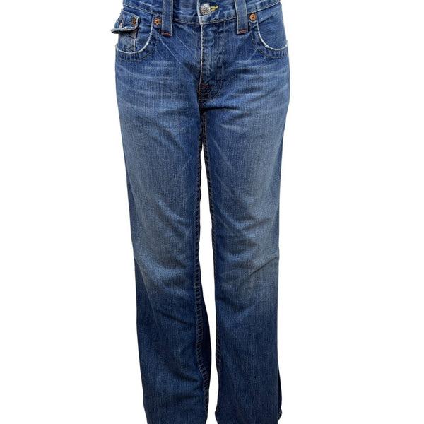 True Religion Womens Embroidered Bootcut Jeans Section Billy Medium Wash