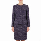 Albert Nipon Womens Purple/Black Tweed Skirt Suit Size 4