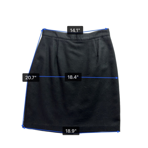 United Colors Of Benetton Womens Black Virgin Wool Pencil Skirt Size 46