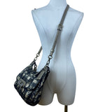 Coach Womens Black/Gold Canvas Abstract Siganture Print Crossbody Hobo Bag