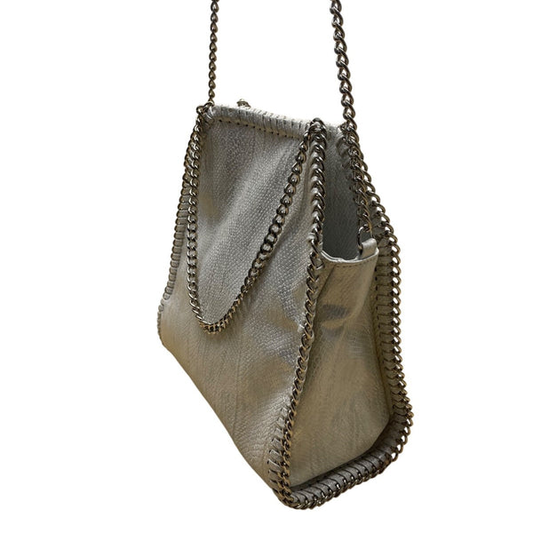 Inzi Women’s Silver & White Faux Leather Snake Pattern Chain Strap Crossbody Bag
