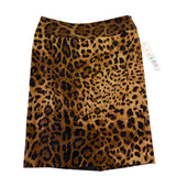 Rafaella Womens Animal Print Cotton Blend Stretch Skirt Petite Leopard Size 8P