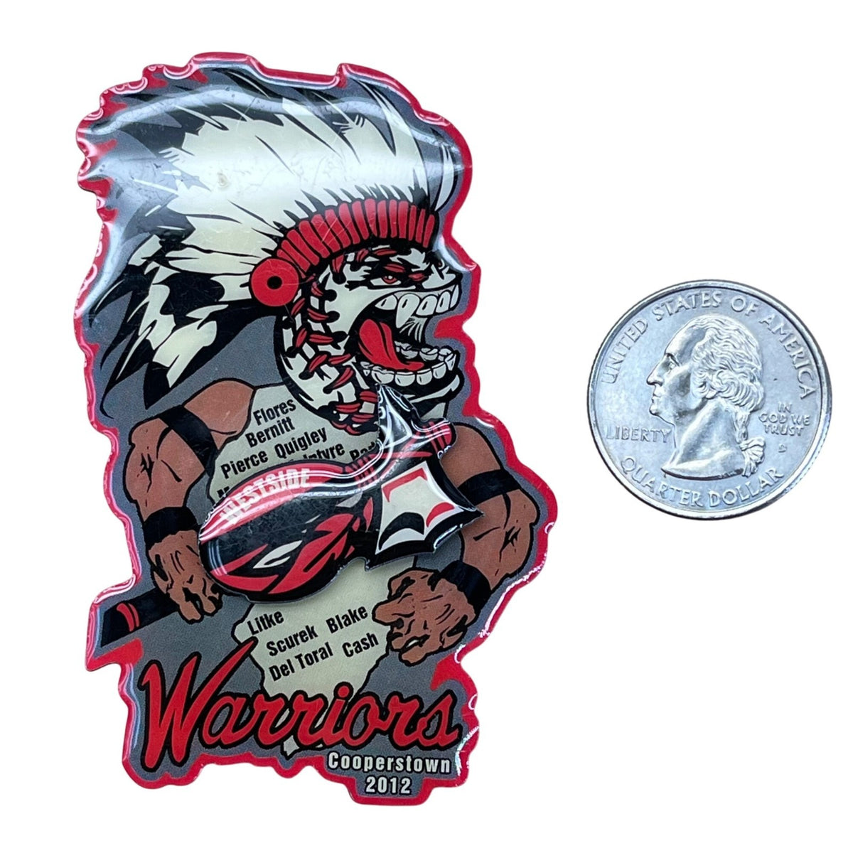 Warriors Cooperstown 2012 Enamel Pin Double Clutch Back Fasteners Red & White