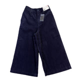 Uniqlo Womens Navy Cotton High-Waisted Corduroy Wide Cropped Pants Size 2