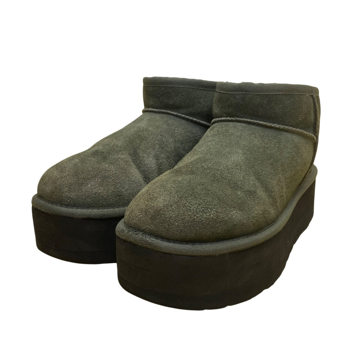 Ugg Women’s Green Suede Faux Shearling Lining Mid Top Platform Booties Size 9