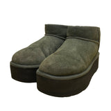 Ugg Women’s Green Suede Faux Shearling Lining Mid Top Platform Booties Size 9