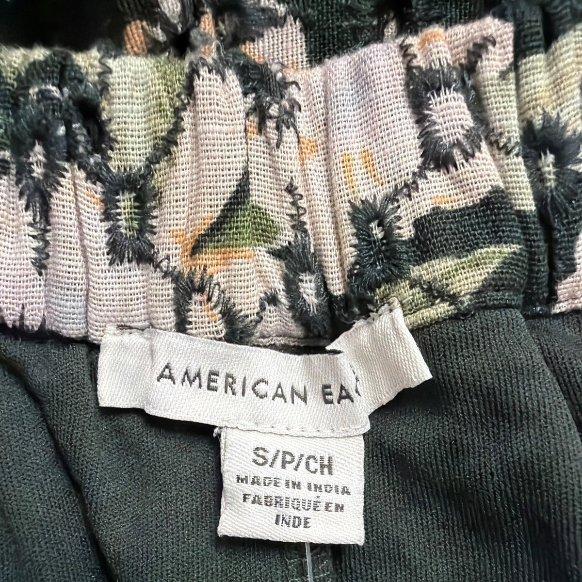 American Eagle Womens Black Floral Cotton & Linen Tiered Mini Skirt Size S