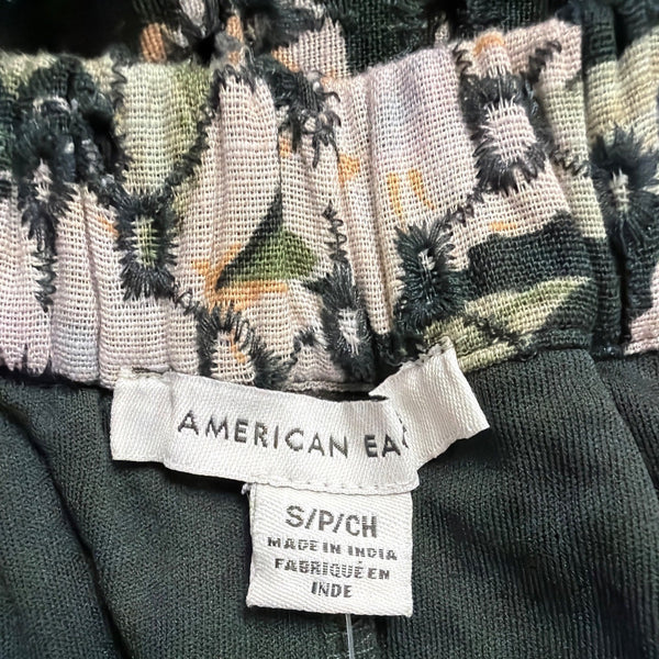 American Eagle Womens Black Floral Cotton & Linen Tiered Mini Skirt Size S