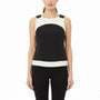 Dressbarn Womens Black & White Sleeveless Button-Shoulder Top Size 14