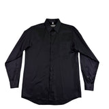 Geoffrey Beene Mens Black Wrinkle-Free Button-Up Dress Shirt Regular Fit Sz 15.5