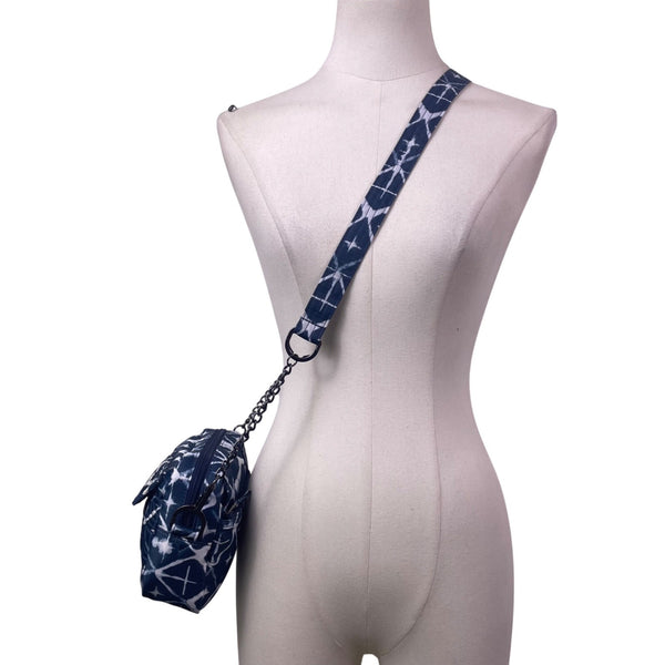 Lug Women’s Blue Nylon Quilted Abstract Pattern & Pockets Swing Crossbody Bag