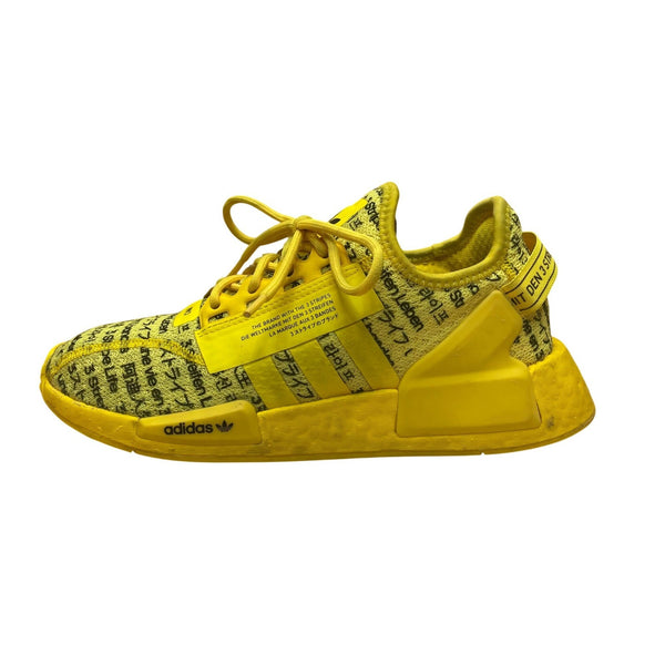 Adidas Yellow Text Print Comfort Primeknit Sport NMD R1 Sneakers Size 5