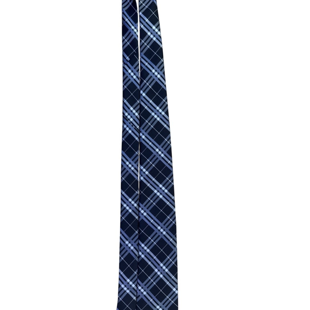 Saddlebred Mens Navy & Blue Plaid Silk Blend Necktie Classic Pattern Formal Wear
