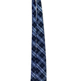 Saddlebred Mens Navy & Blue Plaid Silk Blend Necktie Classic Pattern Formal Wear
