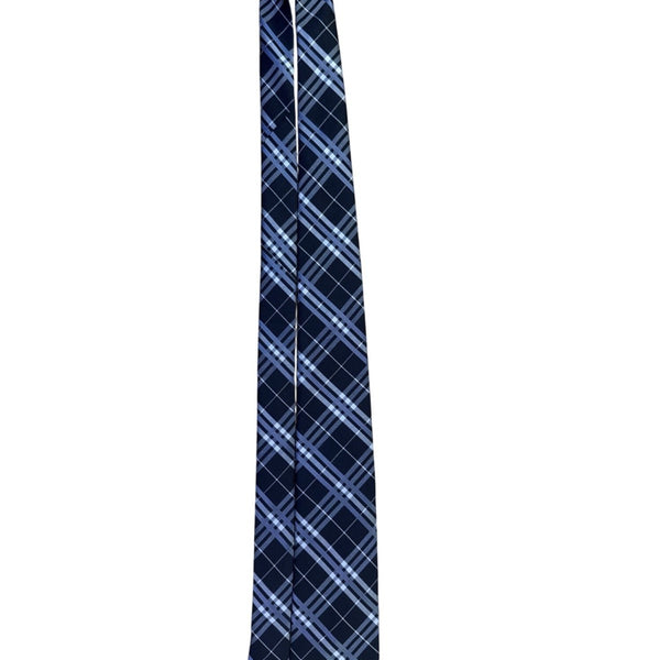 Saddlebred Mens Navy & Blue Plaid Silk Blend Necktie Classic Pattern Formal Wear