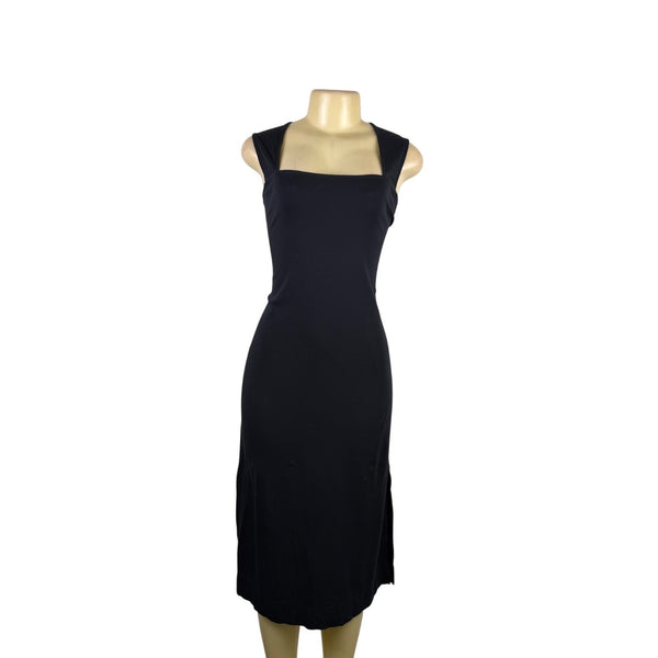Vince Womens Black Pima Cotton Sleeveless Midi Split Hem Dress Sz M
