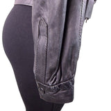 Theory Womens Black Leather Jacket Small Italy Epaulet Bomber Style Zip Closure