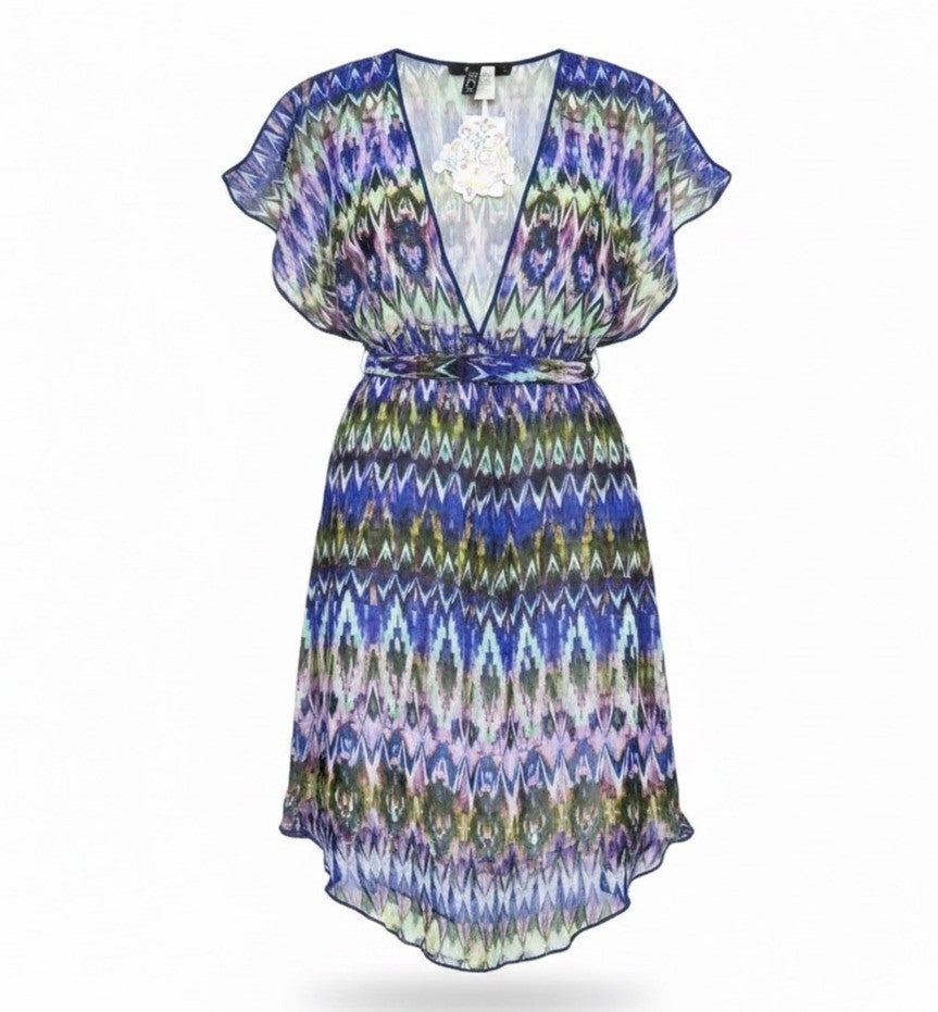Becca By Rebecca Virtue Womens Multi-Color V-Neck Kaftan Cover-Up Size M-L