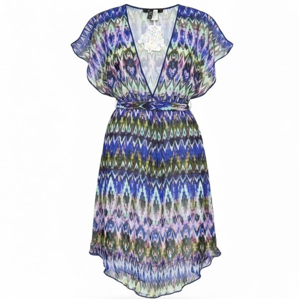 Becca By Rebecca Virtue Womens Multi-Color V-Neck Kaftan Cover-Up Size M-L