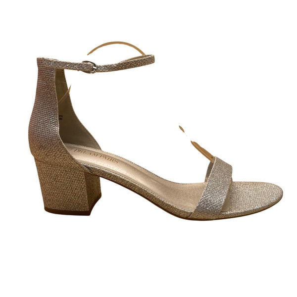 Dream Pairs Womens Silver Glitter Synthetic Low Chunk Heel Sandals Size 11