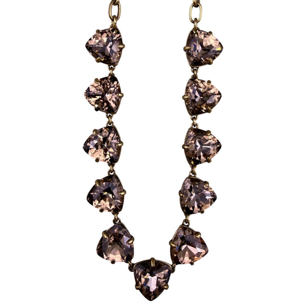 Stella & Dot Womens Gold Tone Brass Necklace With Smoky Crystals 