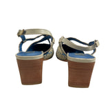 Pula Women’s  Yellow Blue Squared Toe Heeled Sandals Sz 6B