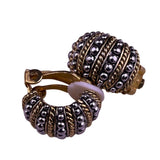 Gold Tone Womens Clip-On Earrings Twisted Rope Design Silver Tone Half Hoops