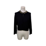 Calvin Klein Black Gold Chain Detail Cropped Cardigan Womens Long Sleeve Sz L