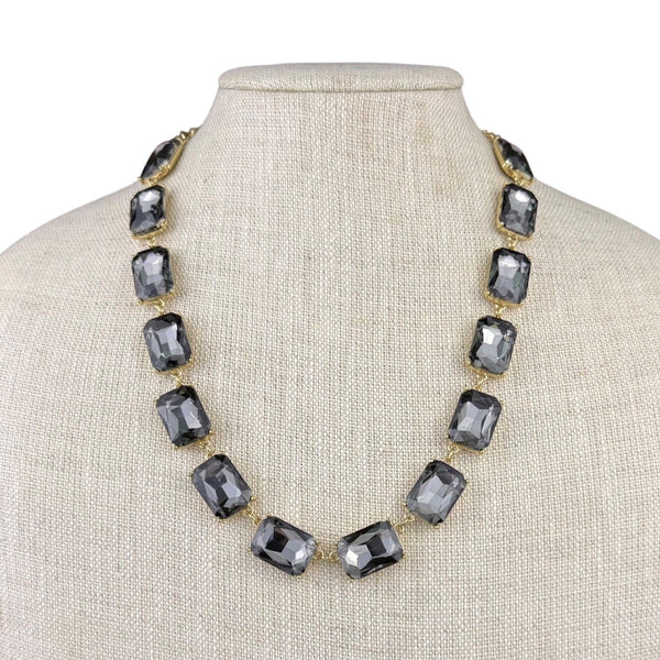 The Limited Women Gold Tone Glass Stone Necklace Statement Chain Jewelry