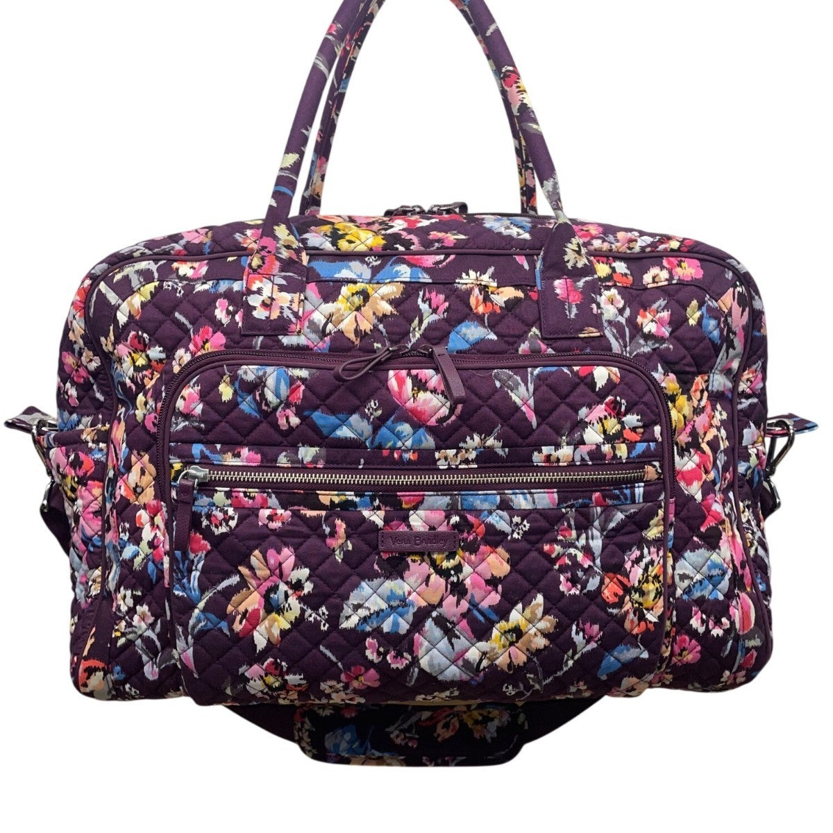 Vera Bradley Women’s Purple Floral Quilted Spacious Travel Carry-On Duffel Bag