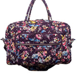 Vera Bradley Women’s Purple Floral Quilted Spacious Travel Carry-On Duffel Bag