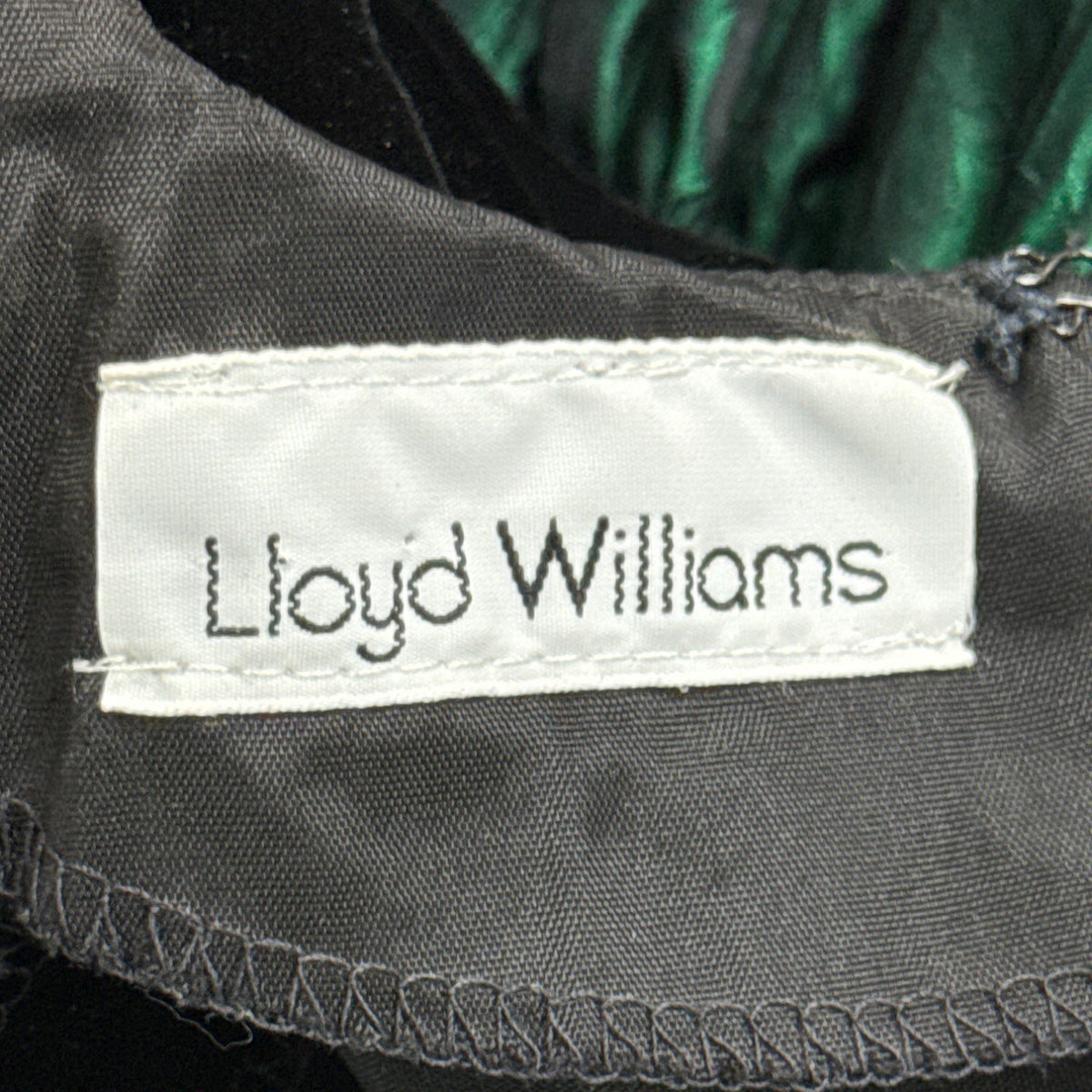 Vintage Lloyd Williams Black Velvet & Green Satin Dress With Bow Detail Sz 8