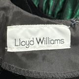 Vintage Lloyd Williams Black Velvet & Green Satin Dress With Bow Detail Sz 8