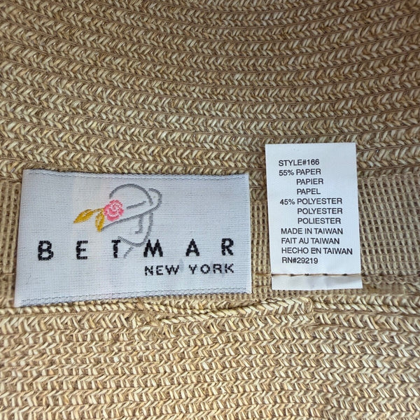 Betmar New York Womens Beige Straw Sun Hat Summer Style