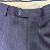 Christian Mens Navy Virgin Wool Pinstripe Suit Jacket & Pants Two Piece Set